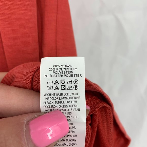 Lucky Brand Size M Orange V-Neck Blouse - Picture 4 of 5